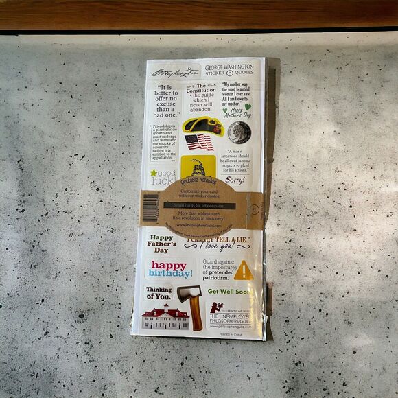 Blank Die Cut Greeting Card George Washington Quotable Notables Quote Stickers - Picture 2 of 2